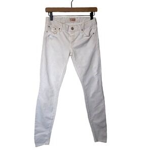 Mother The‎ Looker Skinny Jeans Cream Distressed Mid- Rise Size: 26 White